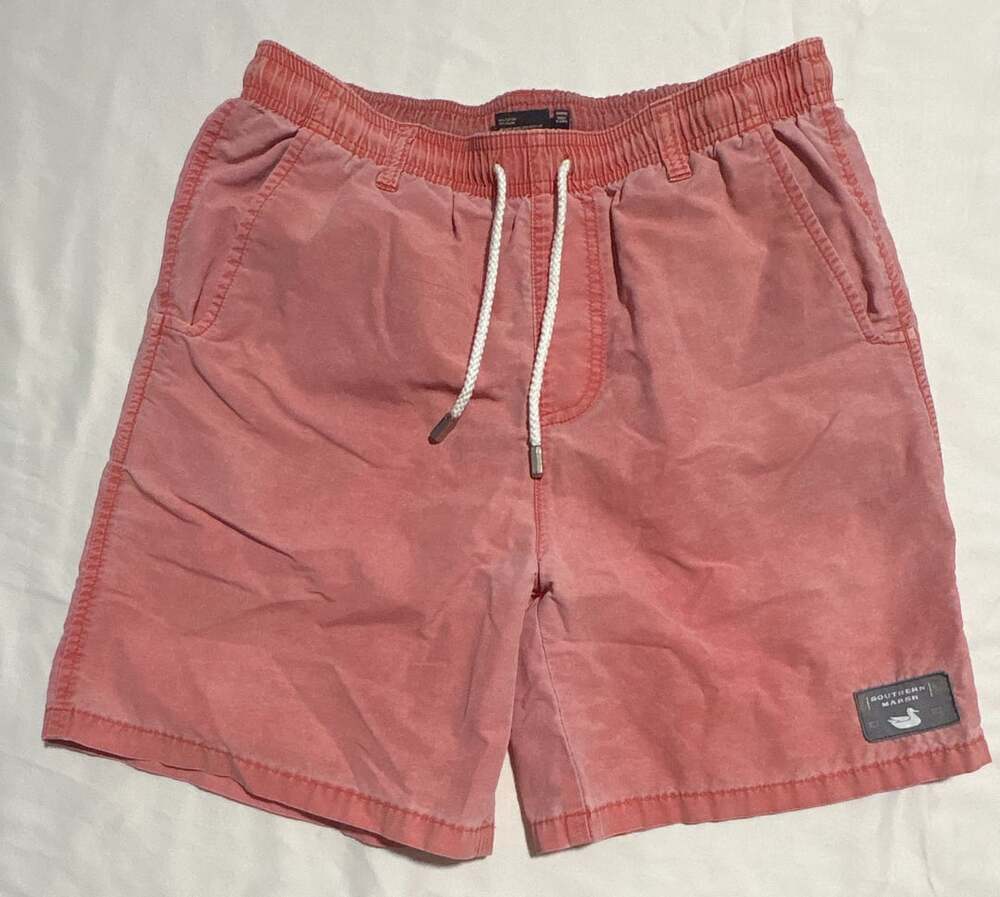 Southern Marsh SEAWASH Shoals Youth Swim Trunk in Washed Red
